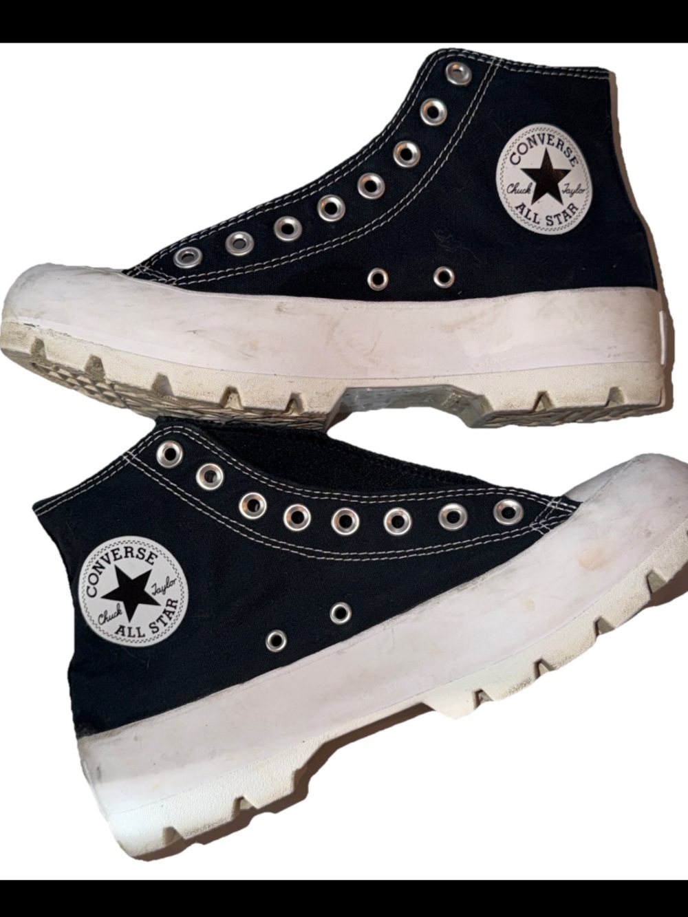Converse All Star Lugged Leather High Top BLACK WHITE Sneakers Women’s 9 Size 40
